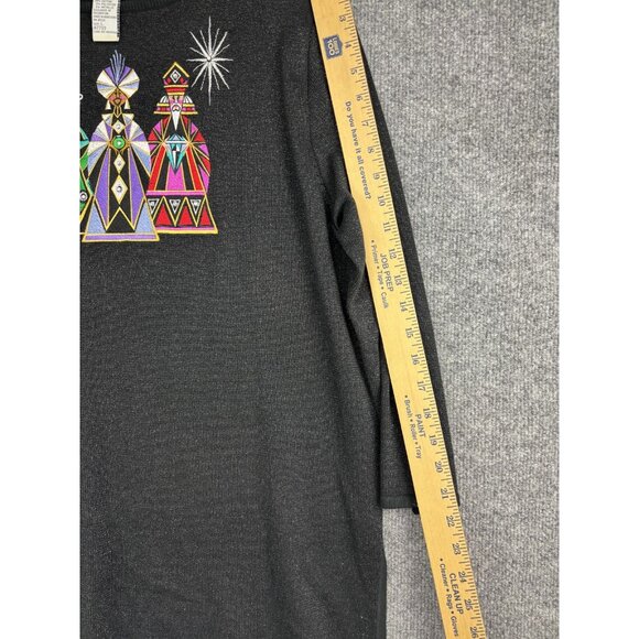 Bob Mackie Sweater Womens Large Three Wise Men Holiday Metallic Pullover Art - Picture 5 of 7